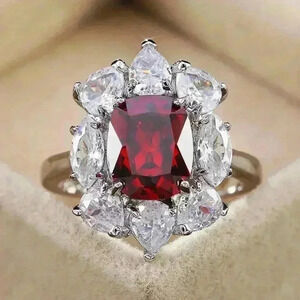 💝Red Oval Ruby Bright Romantic CZ Ring for Women, GPMB1439